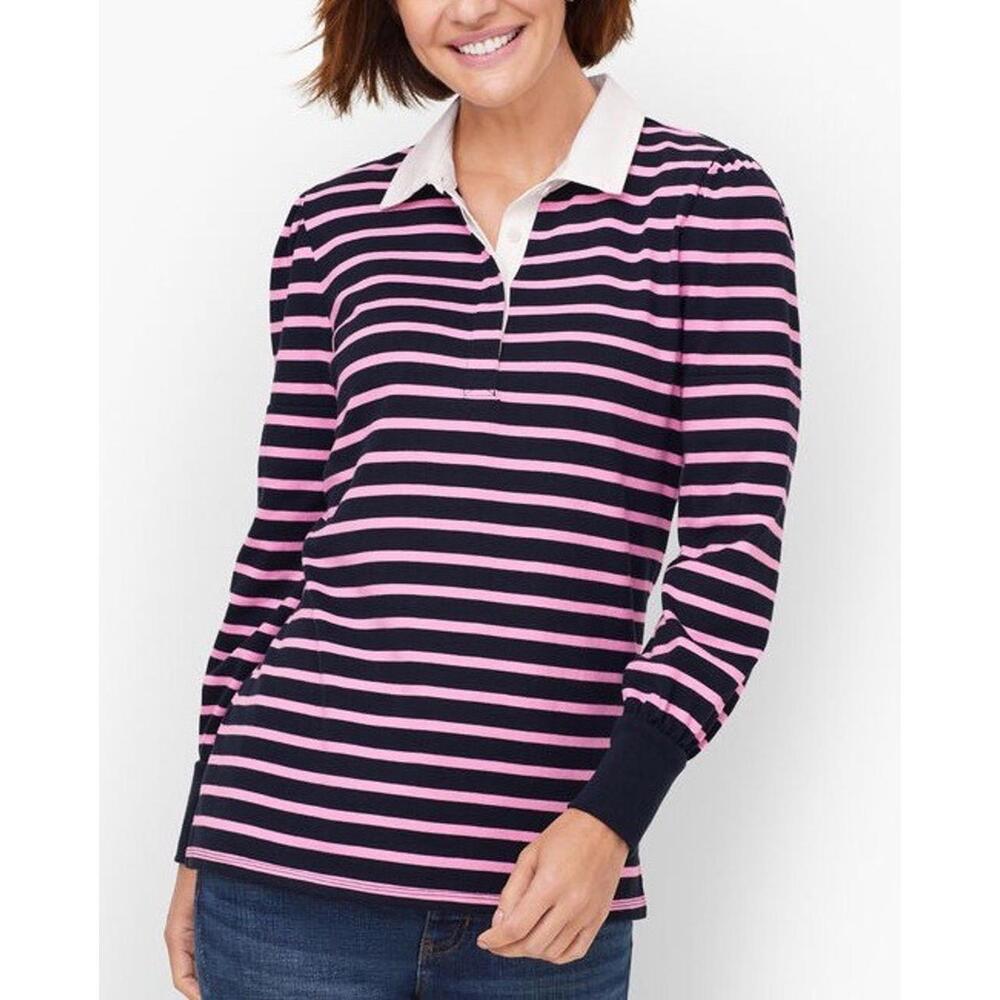 Talbots Women’s‎ Puff Sleeve Collared Polo Shirt Amelie Stripe 2Xp Plus Petite